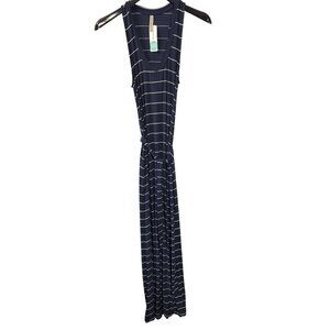 Stitch Fix Sweet Grey Kiara Knit Maxi Tank Dress Navy White Striped Size L New
